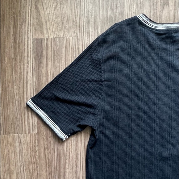 Distortion Men’s Ribbed Cotton T-Shirt Size Small Black Short Sleeve NWT - Picture 7 of 9